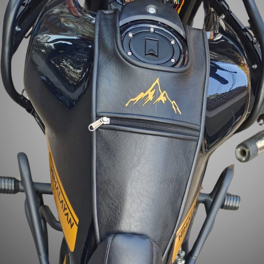 Enfield Classic 350 Tank Cover For Himalayan Royal Enfield Himalayan Tank Cover With Mobile Holder (Black